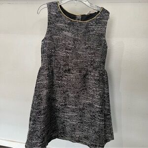 H&M Sleeveless Button Back Stylish Black and Gray Kids Dress Gold Trim Size 6-7
